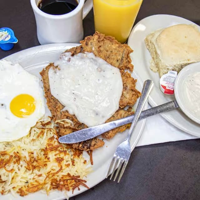 Chicken Fried Steak with 2 Eggs.